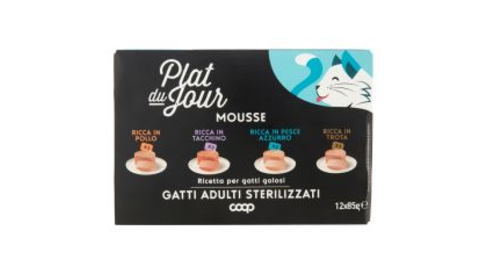 Mousse Gatti Adulti Sterilizzati X3 Ricca In Pollo, X3 Tacchino, X3 Pesce Azzurro, X3 Trota 12 X 85g