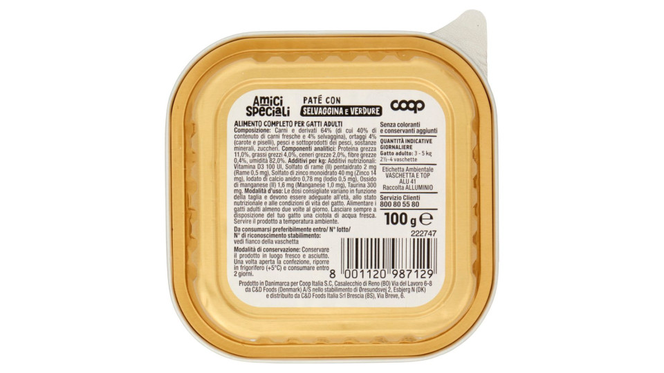 Paté Con Selvaggina E Verdure 100 G