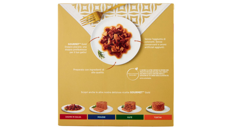 Purina Gourmet Gold Doppio Piacere Anatra & Tacch/manzo & Pollo/pesce Oceano/coniglio & Fegato 8x85g