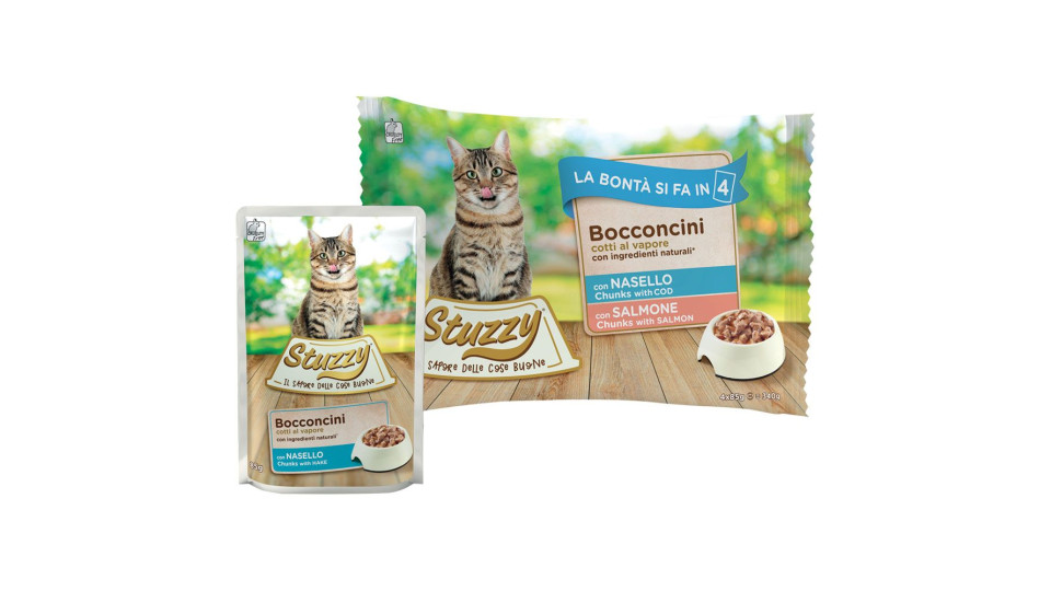 Multipack Bocconcini Con Nasello Con Salmone Multipack Stuzzy 340 G