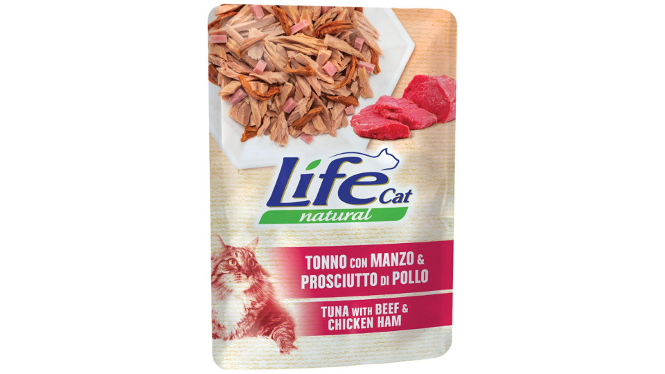 Tonno Con Manzo & Proscciuto Di Pollo Life Cat Natural 70 G