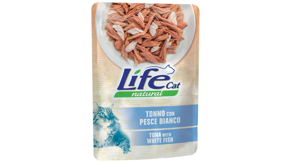 Alimento Umido Per Gatti Tonno Con Pesce Bianco Life Cat Natural  70 G