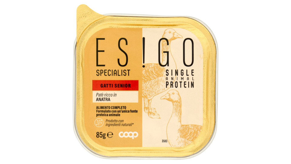 Patè Ricco In Anatra Specialist Single Animal Protein Gatti Senior 85 G