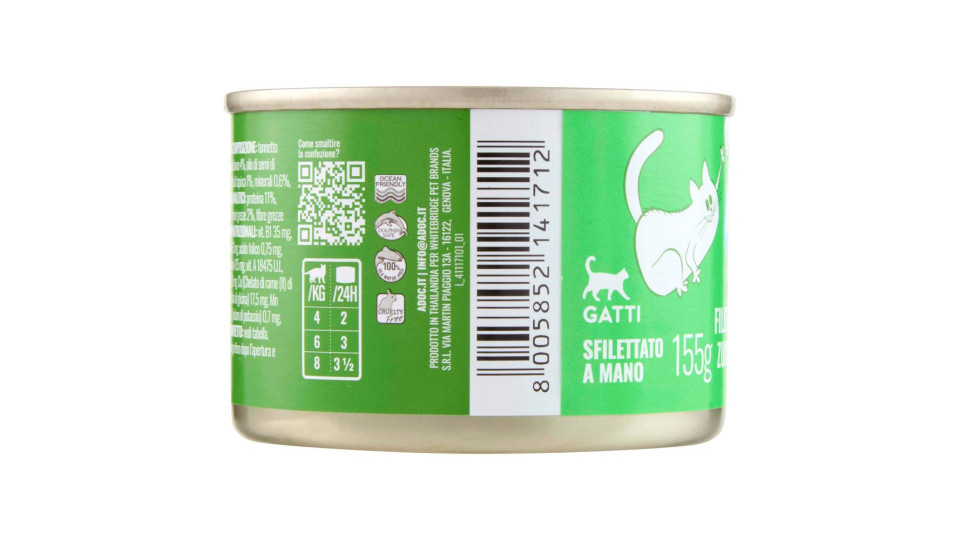 Adoc Complete For Cats Filetti Di Tonnetto Con Zucca E Pesce Bianco In Brodo 155 G