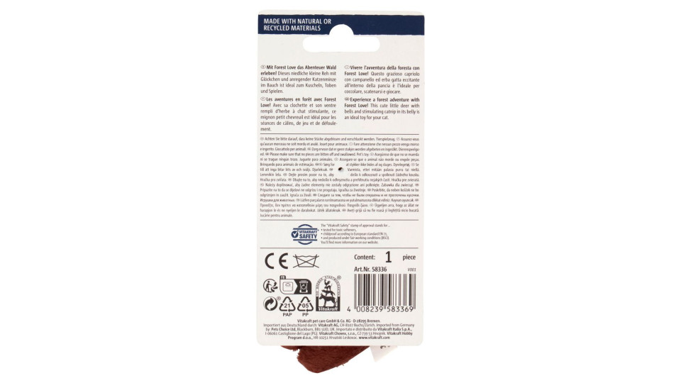 Vitakraft Forest Love Capriolo Con Campanellino Con Catnip