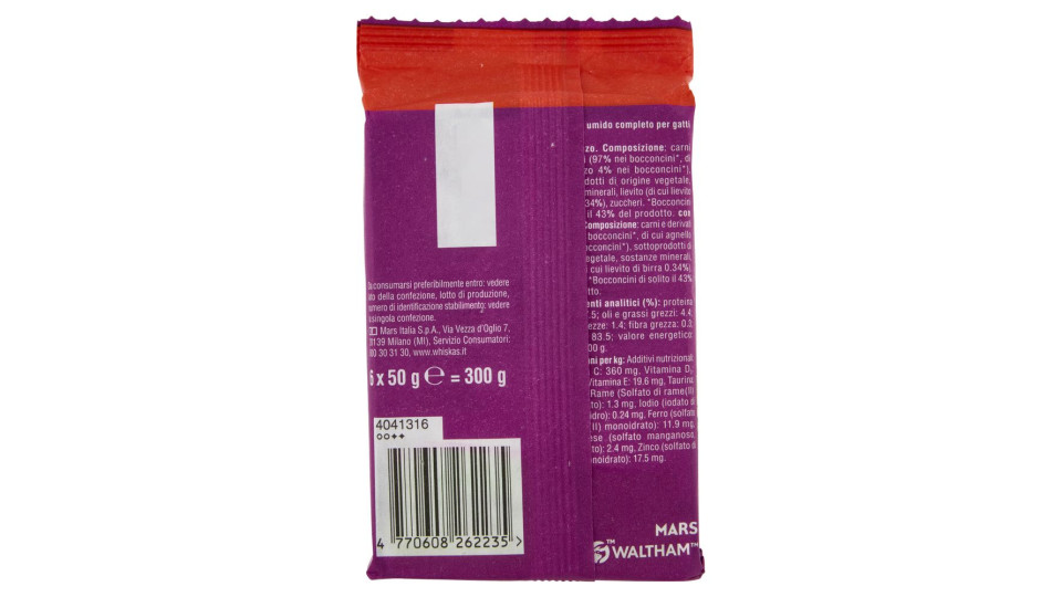 Whiskas Pranzetti Cibo Umido Gatto Con Manzo E Agnello In Salsa 6x50g