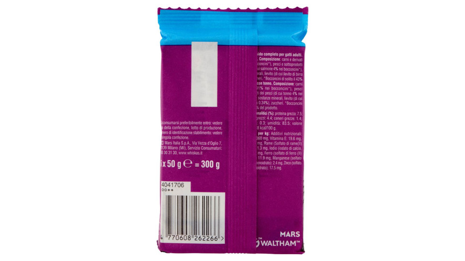 Whiskas Pranzetti Cibo Umido Gatto Con Salmone E Tonno In Salsa 6x50g