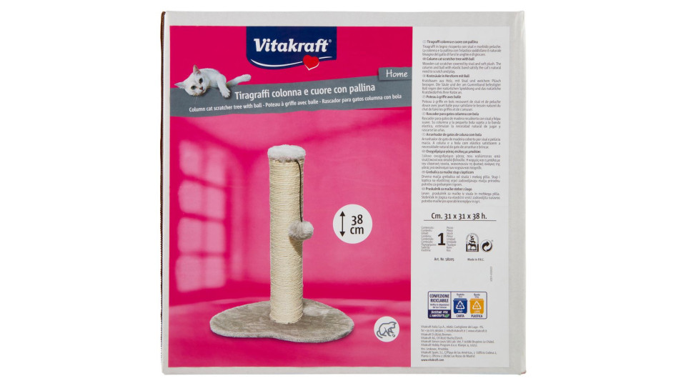 Vitakraft Home Tiragraffi Colonna E Cuore Con Pallina 38 Cm
