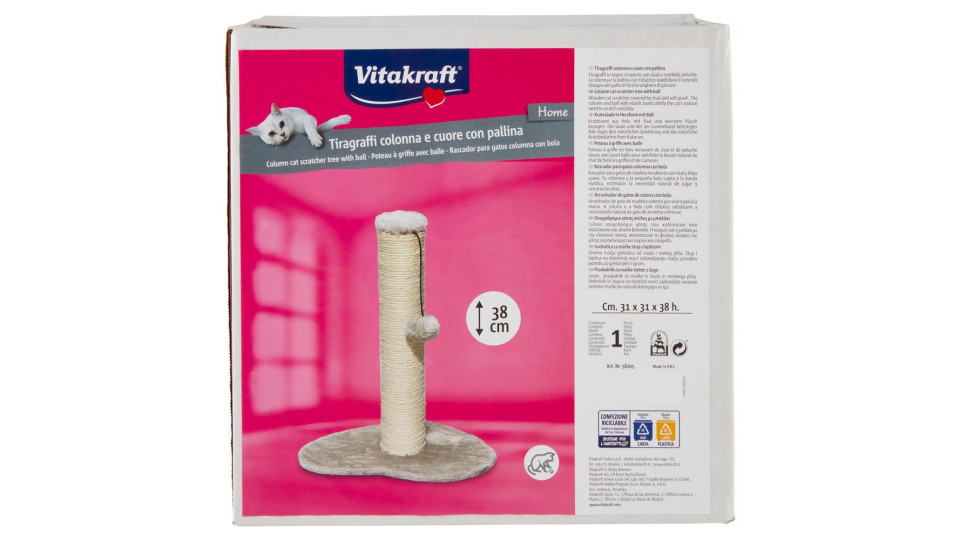 Vitakraft Home Tiragraffi Colonna E Cuore Con Pallina 38 Cm