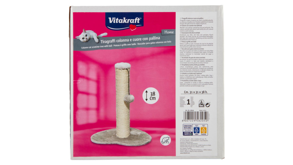 Vitakraft Home Tiragraffi Colonna E Cuore Con Pallina 38 Cm