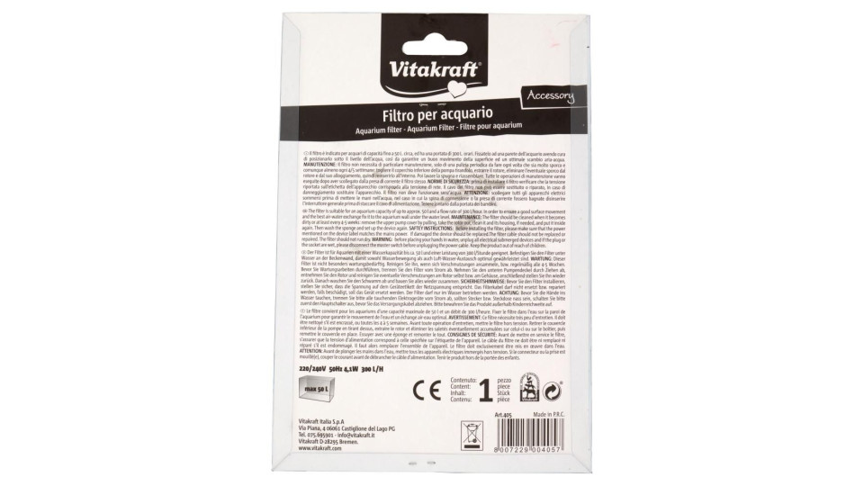 Vitakraft Accessory Filtro Per Acquario 1 Pz