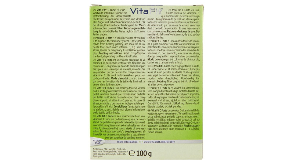 Vitakraft Vita Fit C-forte Prezzemolo In Pellet Per Roditori 100 G