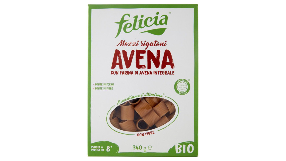 Felicia Mezzi Rigatoni Avena Con Farina Di Avena Integrale Bio 340 G