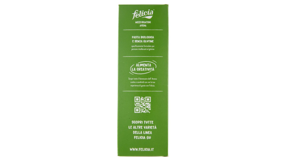 Felicia Mezzi Rigatoni Avena Con Farina Di Avena Integrale Bio 340 G