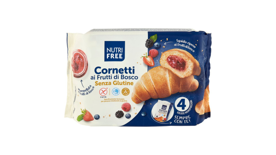 Nutrifree Cornetti Ai Frutti Di Bosco Senza Glutine 4 Monoporzioni 240 G