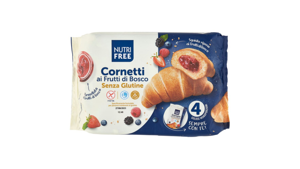 Nutrifree Cornetti Ai Frutti Di Bosco Senza Glutine 4 Monoporzioni 240 G