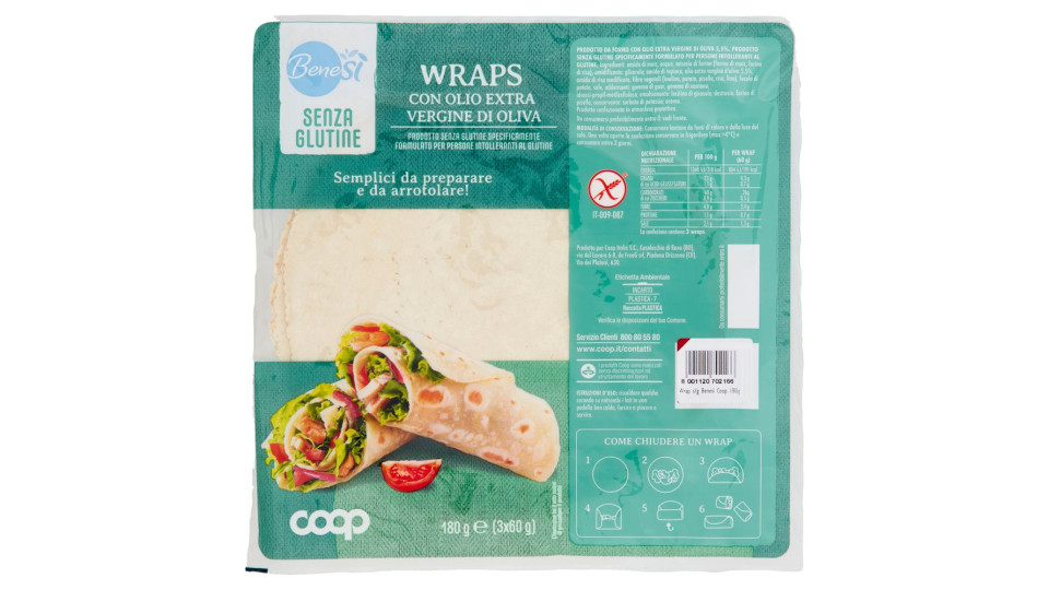 Wraps Con Olio Extra Vergine Di Oliva Senza Glutine 3 X 60 G