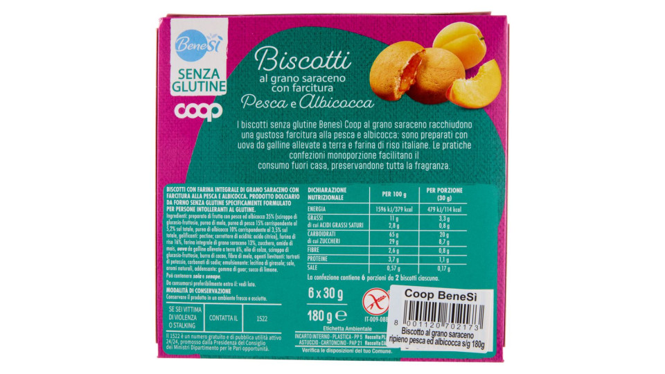 Biscotti Al Grano Saraceno Con Farcitura Pesca E Albicocca 6 X 30 G