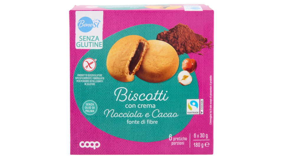 Biscotti Con Crema Nocciola E Cacao Senza Glutine 6 X 30 G