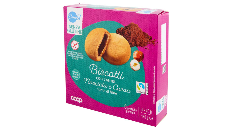 Biscotti Con Crema Nocciola E Cacao Senza Glutine 6 X 30 G