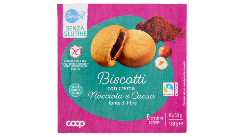 Biscotti Con Crema Nocciola E Cacao Senza Glutine 6 X 30 G