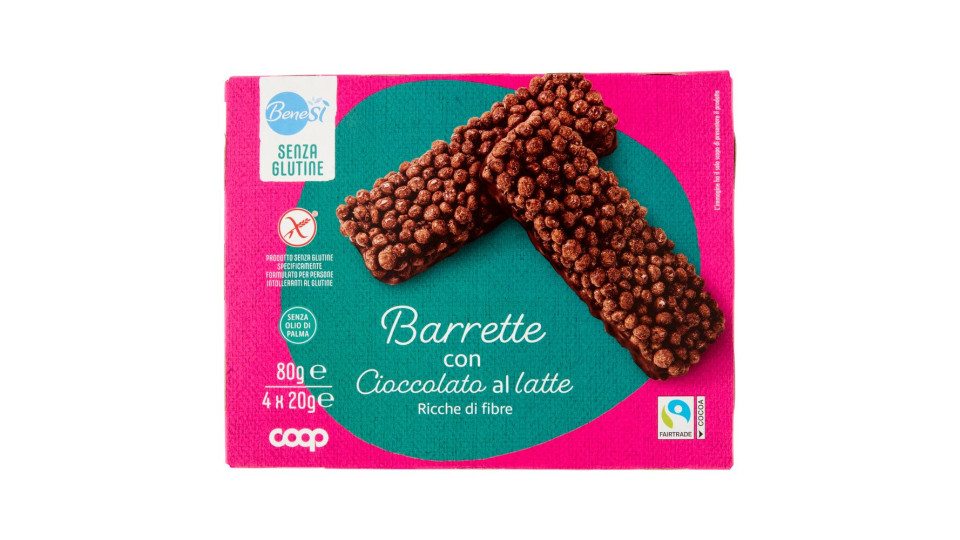 Barrette Con Cioccolato Al Latte Senza Glutine 4 X 20 G