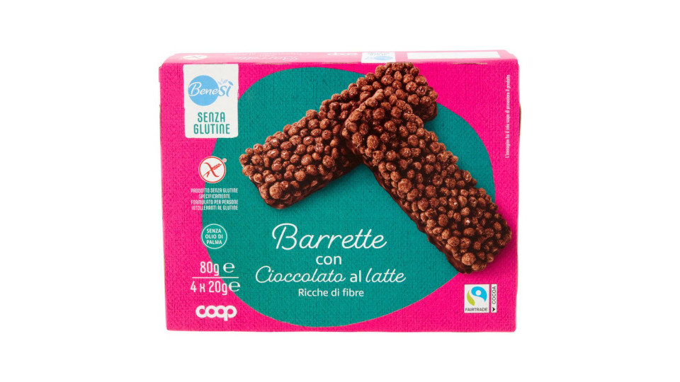 Barrette Con Cioccolato Al Latte Senza Glutine 4 X 20 G