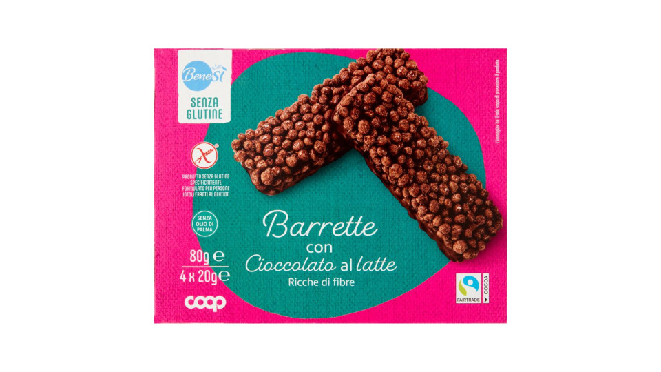Barrette Con Cioccolato Al Latte Senza Glutine 4 X 20 G