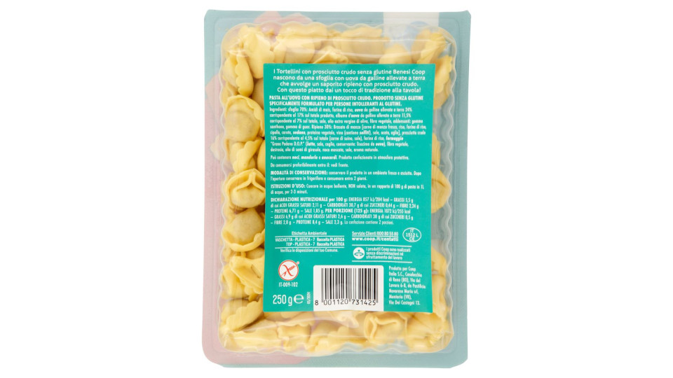 Tortellini Prosciutto Crudo Senza Glutine 250 G