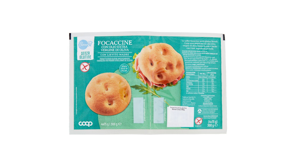 Focaccine Con Olio Extra Vergine Di Oliva Senza Glutine 4 X 75 G