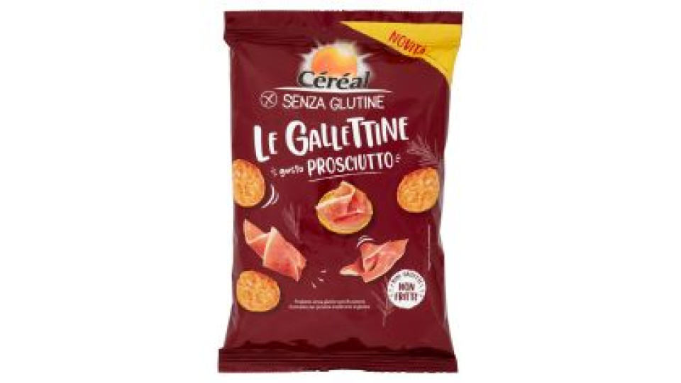 Céréal Senza Glutine Le Gallettine, Gusto Prosciutto, Mini Gallette Ai Cereali Non Fritte - 70 G
