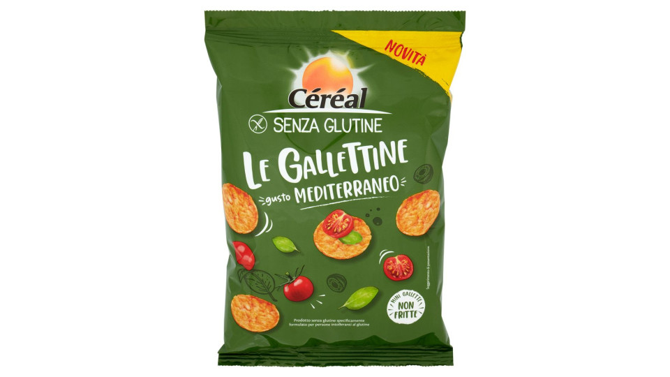 Céréal Senza Glutine Le Gallettine, Gusto Mediterraneo, Mini Gallette Ai Cereali Non Fritte - 70 G