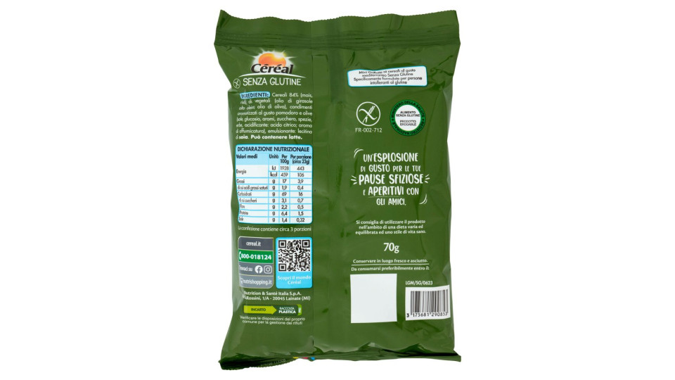 Céréal Senza Glutine Le Gallettine, Gusto Mediterraneo, Mini Gallette Ai Cereali Non Fritte - 70 G