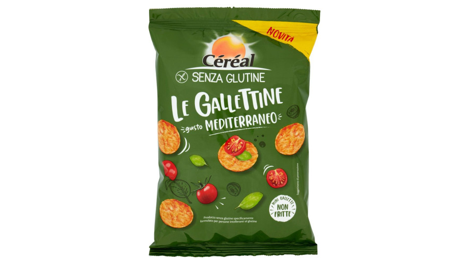 Céréal Senza Glutine Le Gallettine, Gusto Mediterraneo, Mini Gallette Ai Cereali Non Fritte - 70 G