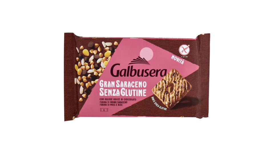 Galbusera Gran Saraceno Senza Glutine Con Golose Gocce Di Cioccolato 260 G (6 Monoporzioni)