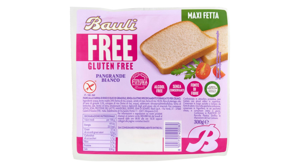 Bauli Free Gluten Free Pangrande Bianco 300 G