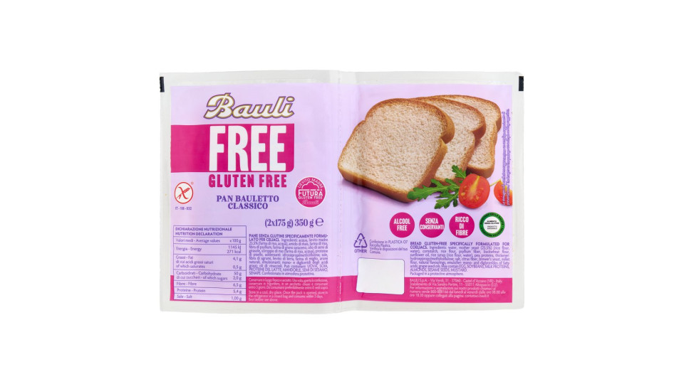 Bauli Free Gluten Free Pan Bauletto Classico 2 X 175 G