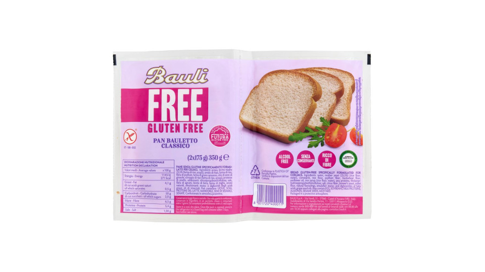 Bauli Free Gluten Free Pan Bauletto Classico 2 X 175 G