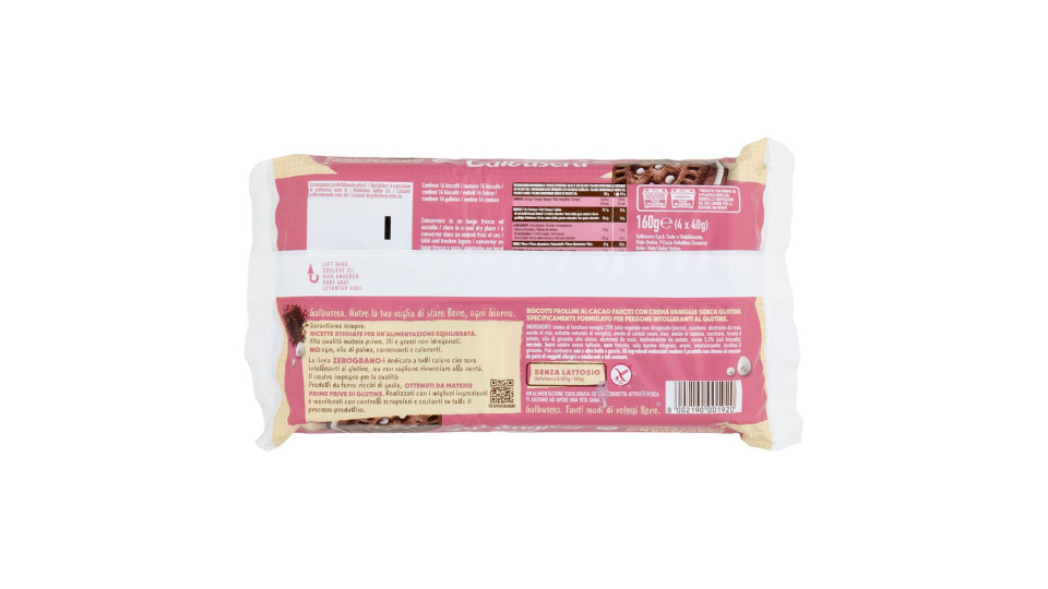Galbusera Zerograno Cacao E Vaniglia Senza Glutine 4 X 40 G