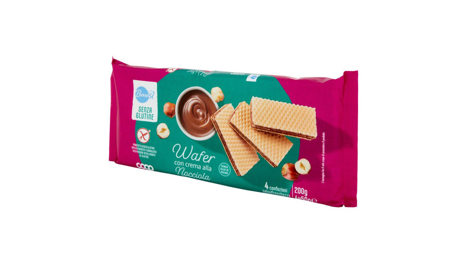 Wafer Con Crema Alla Nocciola Senza Glutine 4 X 50 G