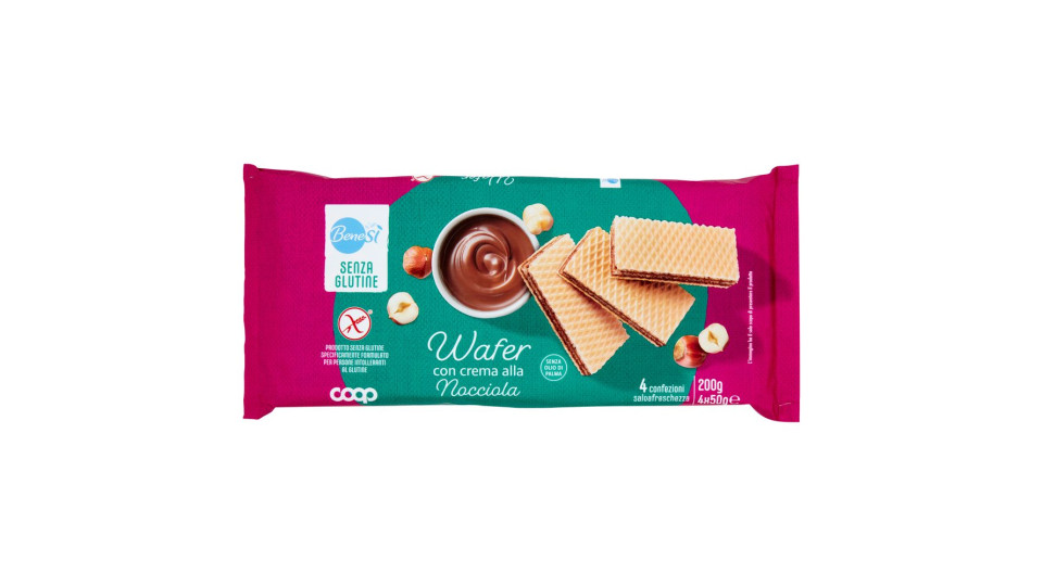 Wafer Con Crema Alla Nocciola Senza Glutine 4 X 50 G