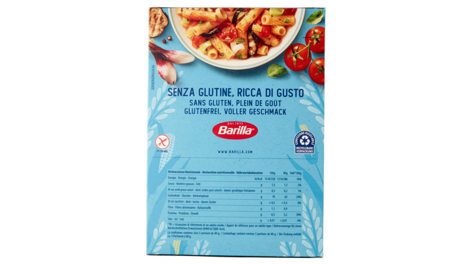 Barilla Pasta Tortiglioni Senza Glutine 400 G