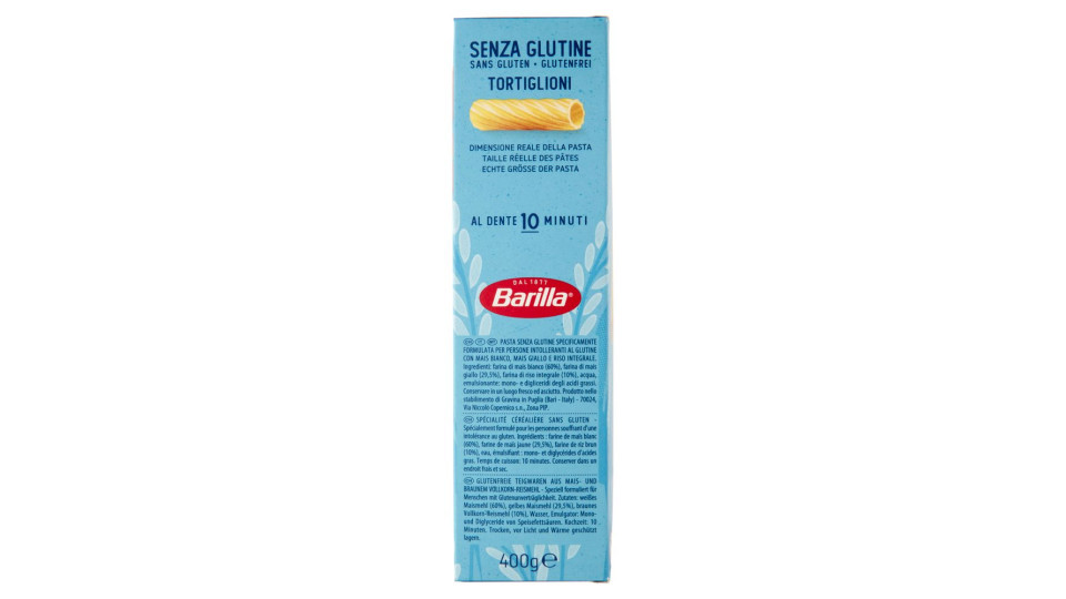 Barilla Pasta Tortiglioni Senza Glutine 400 G
