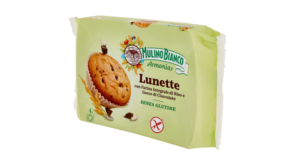 Mulino Bianco Armonia Lunette Tortine Senza Glutine Merende Farina Integrale Di Riso Cioccolato 140g