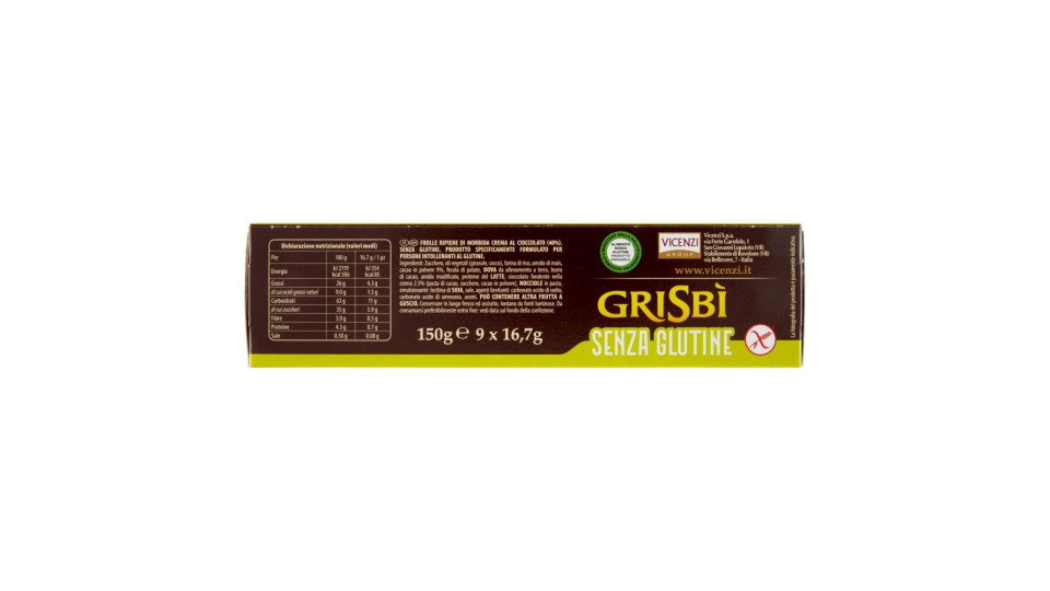 Grisbì Senza Glutine Cioccolato 9 X 16,7 G