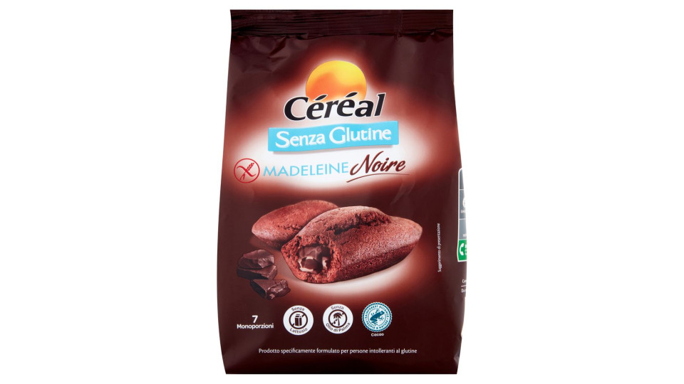 Céréal Senza Glutine Madeleine Noire, Merendine Senza Lattosio, Senza Olio Di Palma, Monodose - 200g