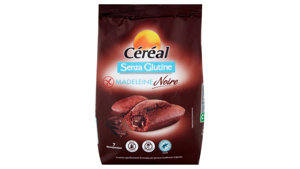 Céréal Senza Glutine Madeleine Noire, Merendine Senza Lattosio, Senza Olio Di Palma, Monodose - 200g