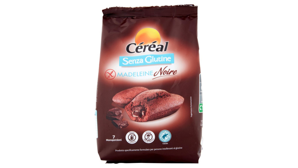 Céréal Senza Glutine Madeleine Noire, Merendine Senza Lattosio, Senza Olio Di Palma, Monodose - 200g