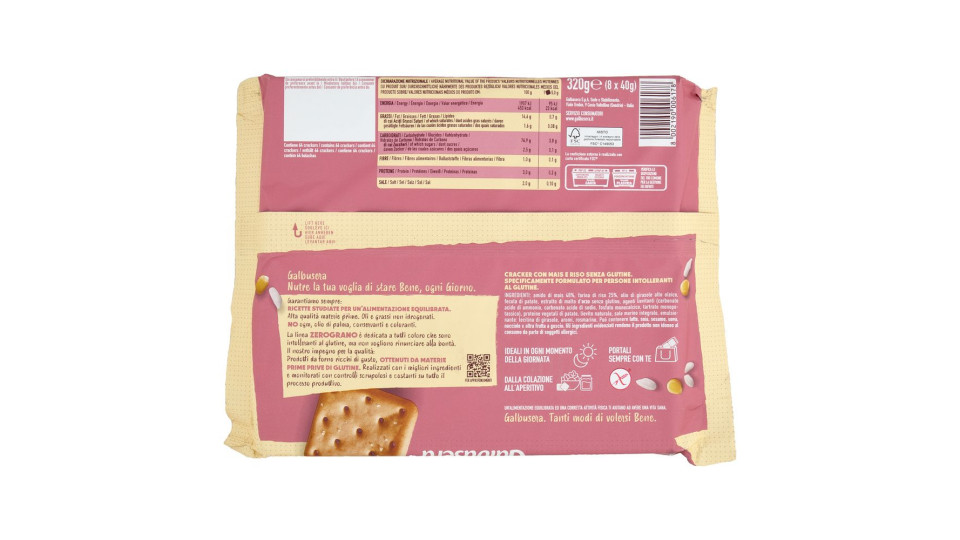 Galbusera Zerograno Cracker Mais E Riso Senza Glutine 8 X 40 G