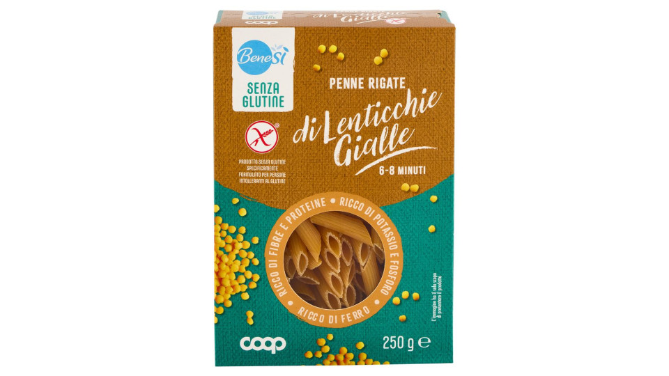Penne Rigate Di Lenticchie Gialle Senza Glutine 250 G